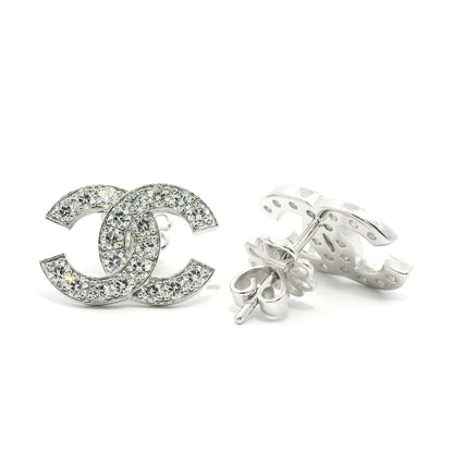 C Design Lab Grown Diamond Earring 14K White Gold Women, DEF VVS CVD Diamond Stud