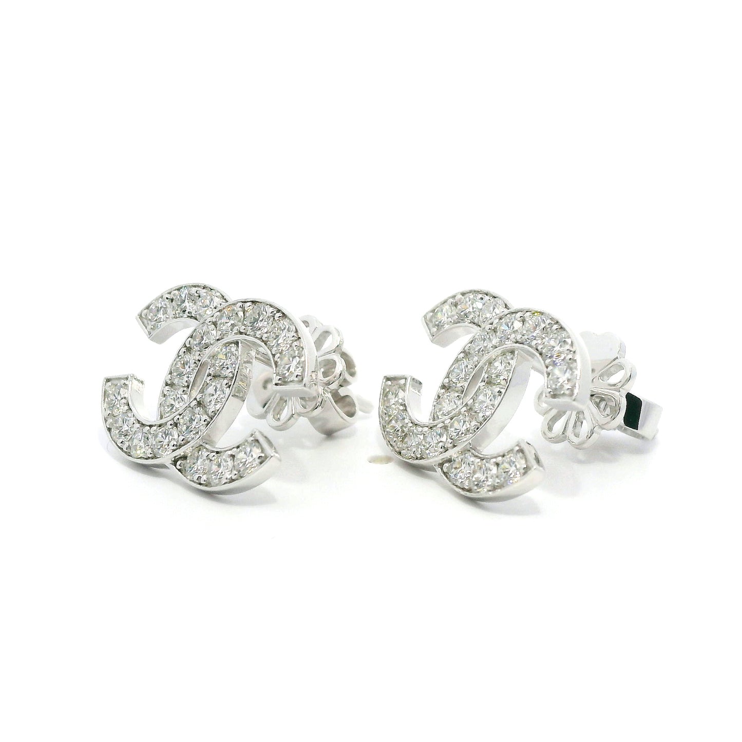 C Design Lab Grown Diamond Earring 14K White Gold Women, DEF VVS CVD Diamond Stud