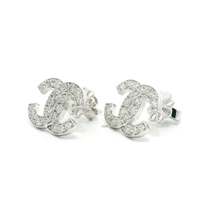 C Design Lab Grown Diamond Earring 14K White Gold Women, DEF VVS CVD Diamond Stud