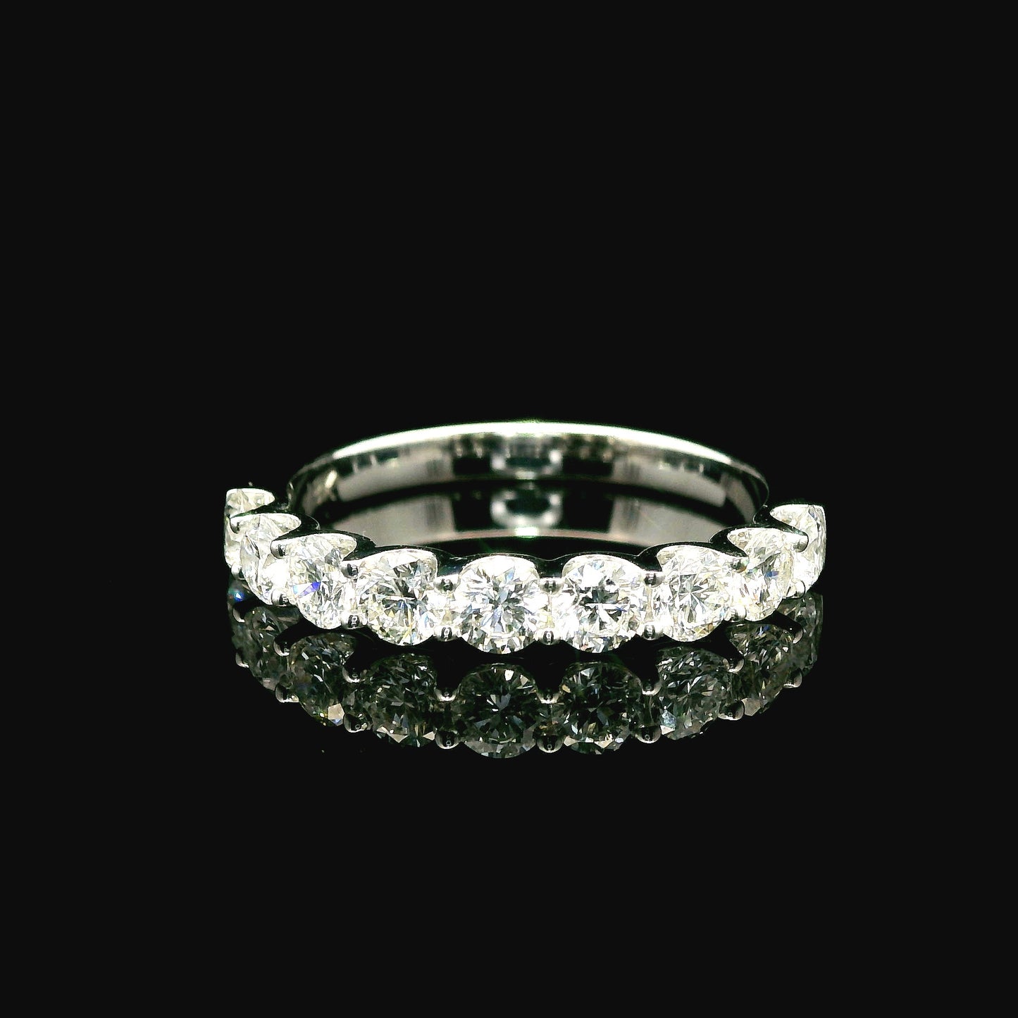1ct Round Brilliant Lab Grown Diamond Ring 14K White Gold Women, DEF VVS CVD Diamond Half Eternity Band