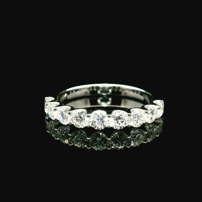 1ct Round Brilliant Lab Grown Diamond Ring 14K White Gold Women, DEF VVS CVD Diamond Half Eternity Band