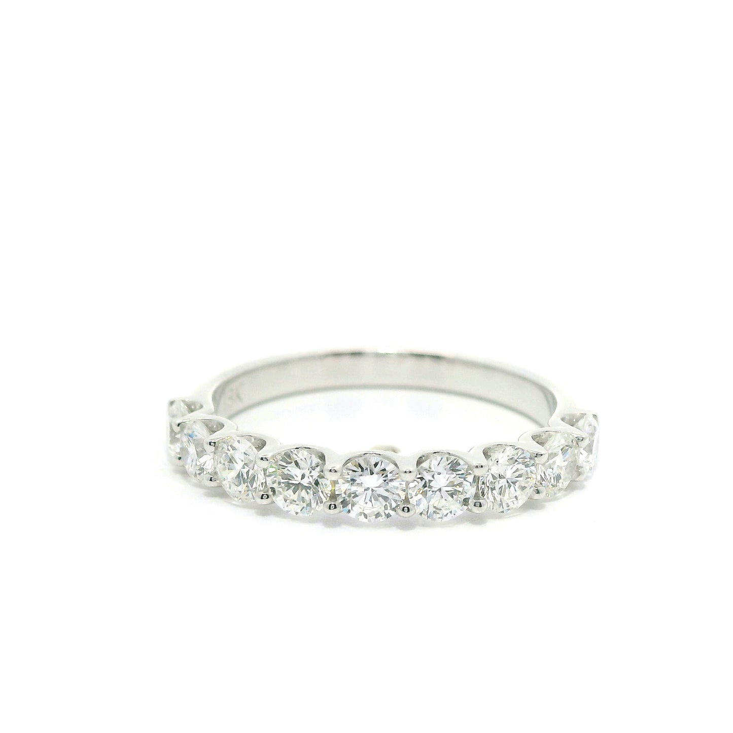 1ct Round Brilliant Lab Grown Diamond Ring 14K White Gold Women, DEF VVS CVD Diamond Half Eternity Band