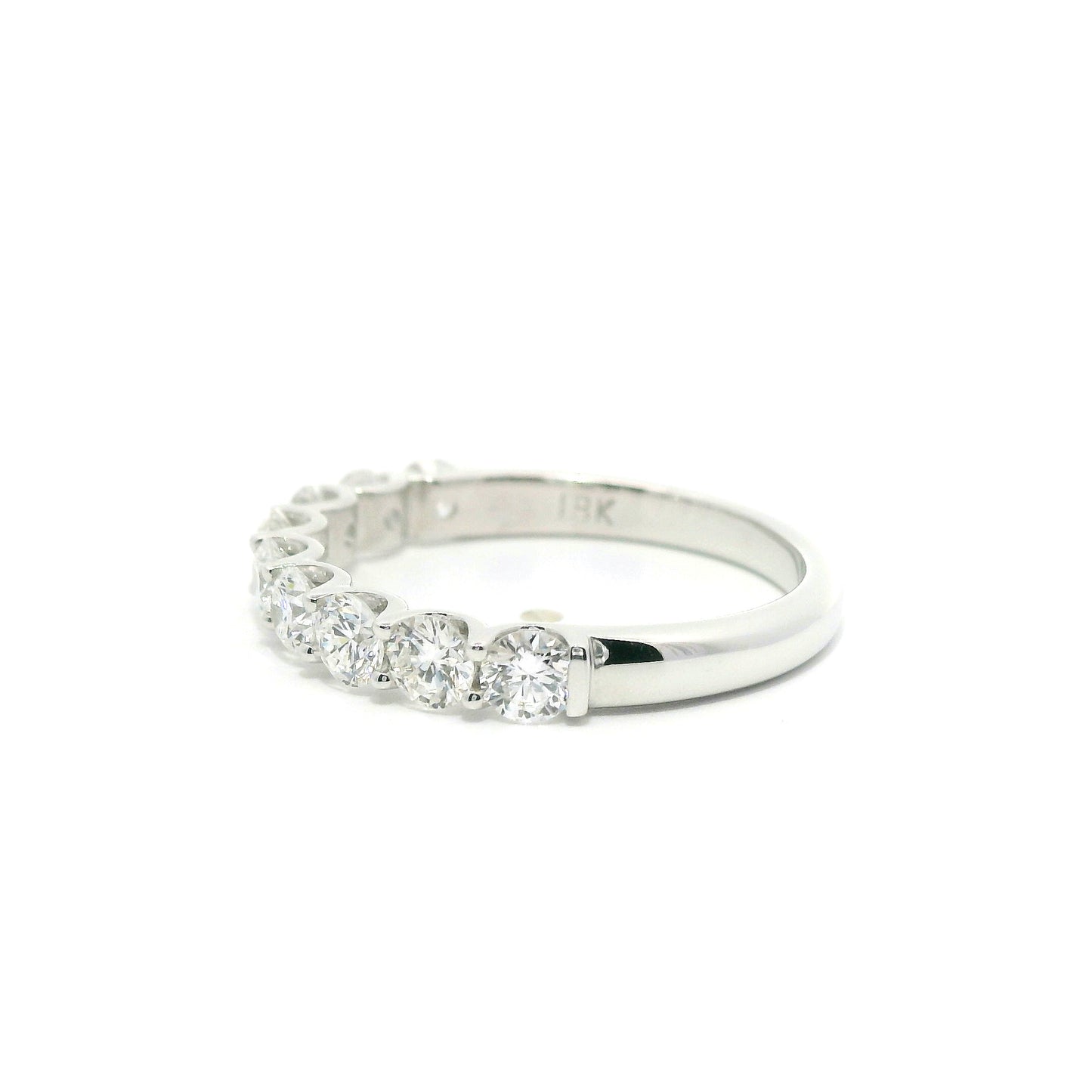 1ct Round Brilliant Lab Grown Diamond Ring 14K White Gold Women, DEF VVS CVD Diamond Half Eternity Band