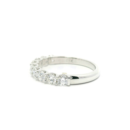 1ct Round Brilliant Lab Grown Diamond Ring 14K White Gold Women, DEF VVS CVD Diamond Half Eternity Band