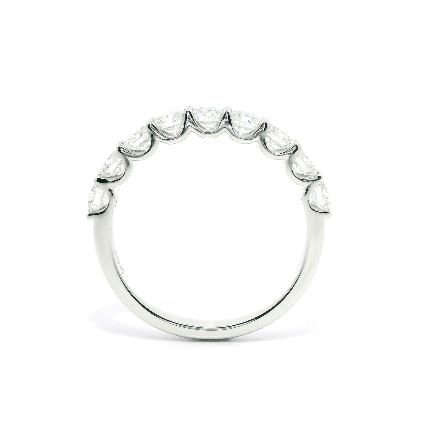 1ct Round Brilliant Lab Grown Diamond Ring 14K White Gold Women, DEF VVS CVD Diamond Half Eternity Band