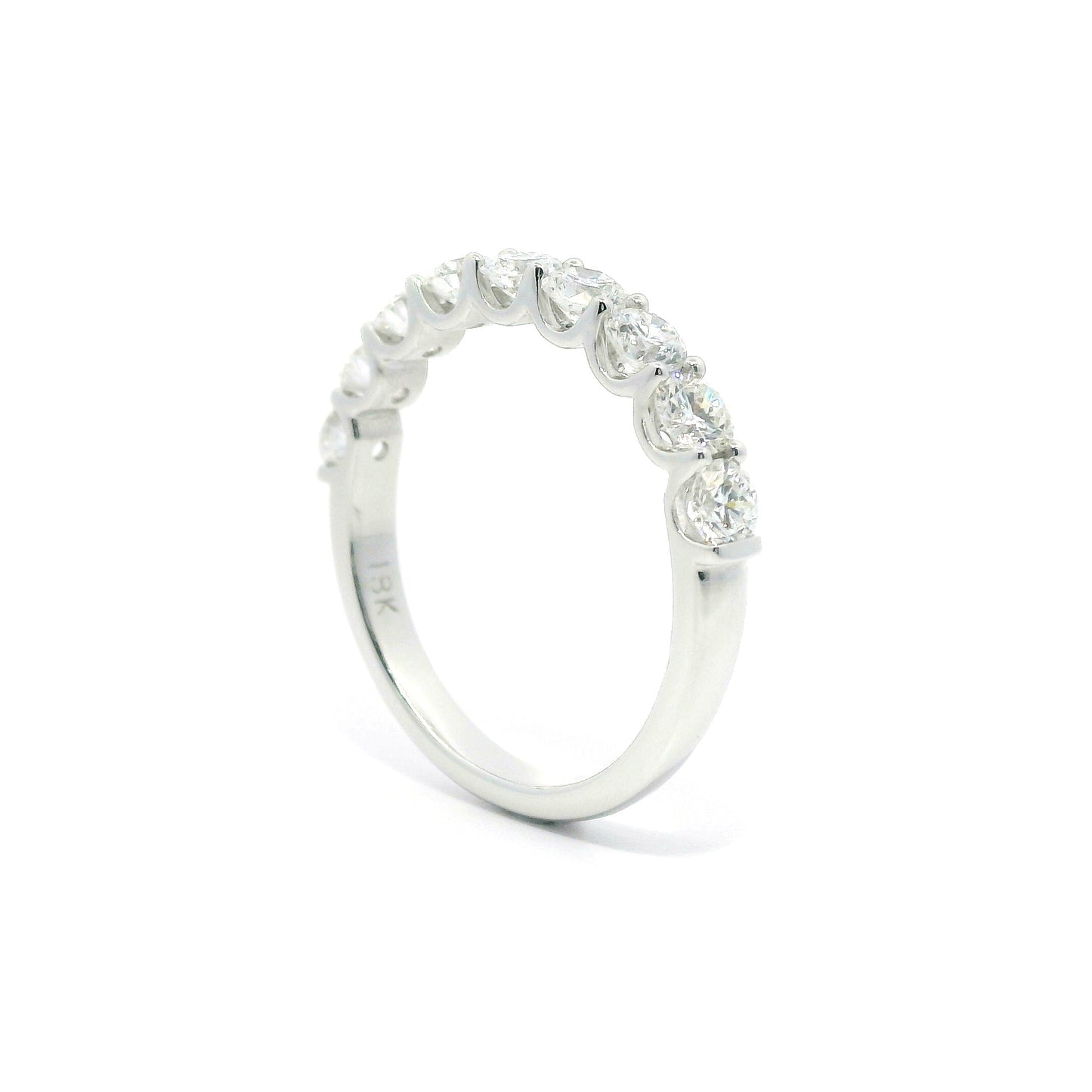 1ct Round Brilliant Lab Grown Diamond Ring 14K White Gold Women, DEF VVS CVD Diamond Half Eternity Band