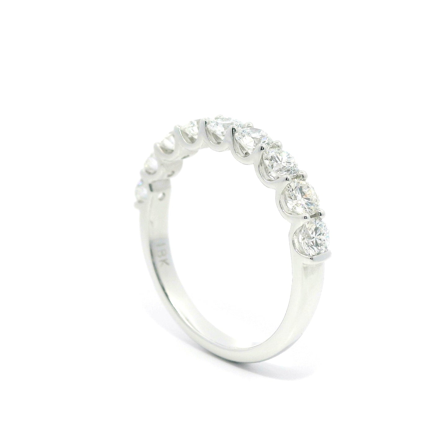1ct Round Brilliant Lab Grown Diamond Ring 14K White Gold Women, DEF VVS CVD Diamond Half Eternity Band