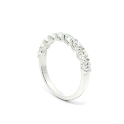 1ct Round Brilliant Lab Grown Diamond Ring 14K White Gold Women, DEF VVS CVD Diamond Half Eternity Band