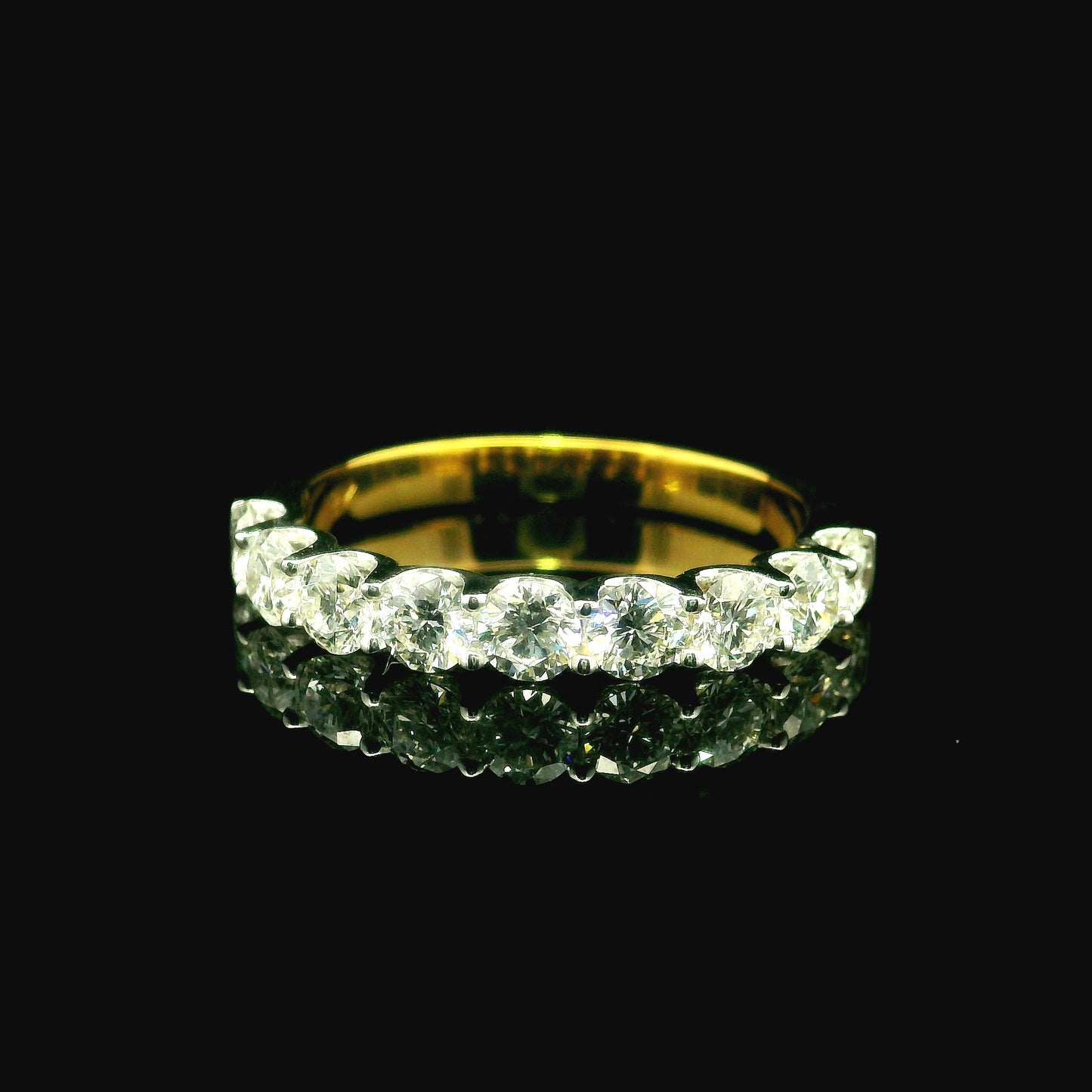 1ct Round Brilliant Lab Grown Diamond Ring 14K Yellow Gold Women, DEF VVS CVD Diamond Half Eternity Band