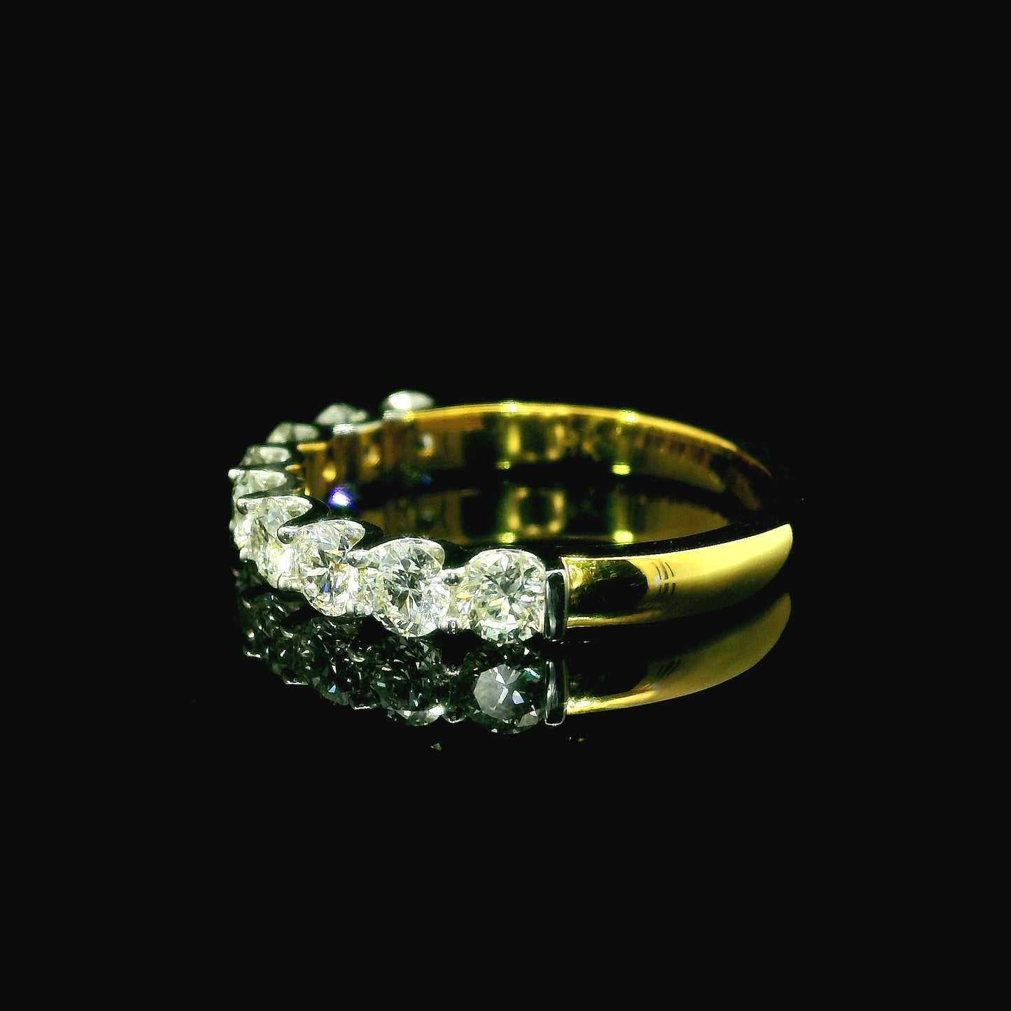 1ct Round Brilliant Lab Grown Diamond Ring 14K Yellow Gold Women, DEF VVS CVD Diamond Half Eternity Band