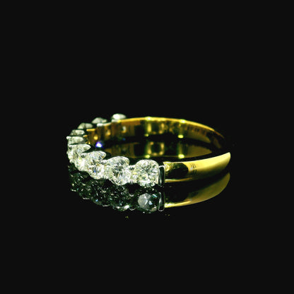 1ct Round Brilliant Lab Grown Diamond Ring 14K Yellow Gold Women, DEF VVS CVD Diamond Half Eternity Band