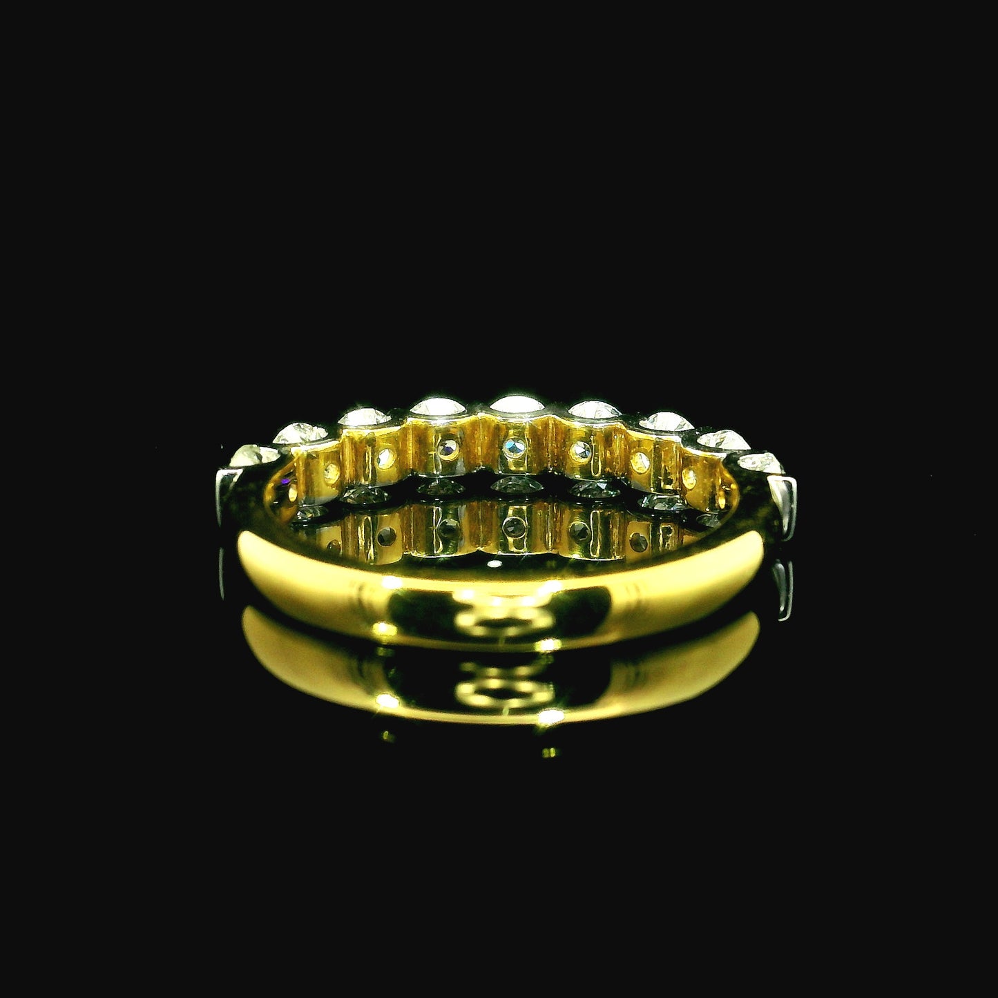 1ct Round Brilliant Lab Grown Diamond Ring 14K Yellow Gold Women, DEF VVS CVD Diamond Half Eternity Band
