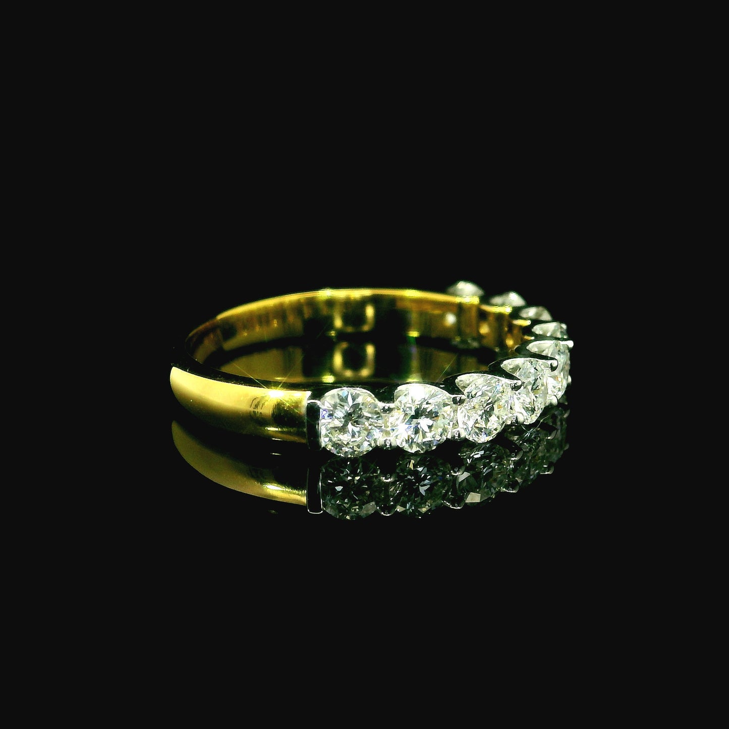 1ct Round Brilliant Lab Grown Diamond Ring 14K Yellow Gold Women, DEF VVS CVD Diamond Half Eternity Band