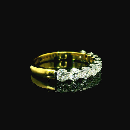 1ct Round Brilliant Lab Grown Diamond Ring 14K Yellow Gold Women, DEF VVS CVD Diamond Half Eternity Band