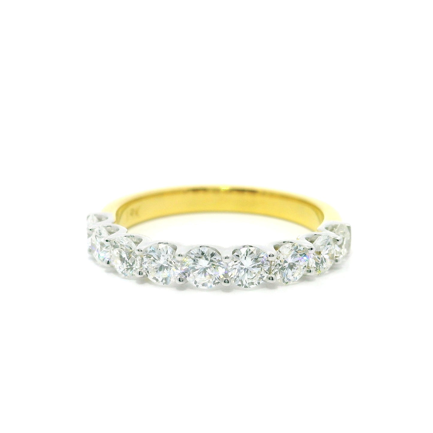 1ct Round Brilliant Lab Grown Diamond Ring 14K Yellow Gold Women, DEF VVS CVD Diamond Half Eternity Band