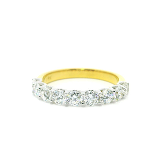1ct Round Brilliant Lab Grown Diamond Ring 14K Yellow Gold Women, DEF VVS CVD Diamond Half Eternity Band