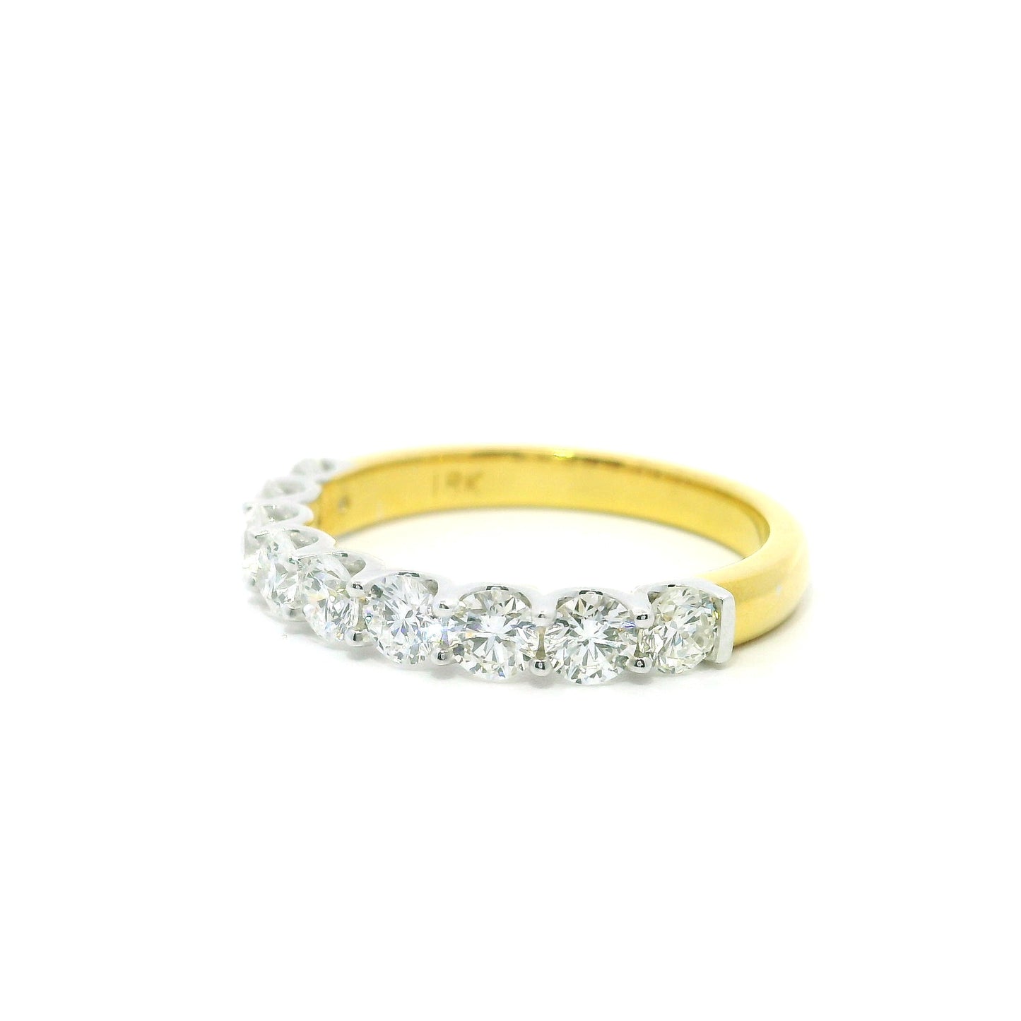 1ct Round Brilliant Lab Grown Diamond Ring 14K Yellow Gold Women, DEF VVS CVD Diamond Half Eternity Band