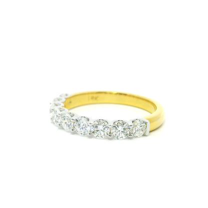 1ct Round Brilliant Lab Grown Diamond Ring 14K Yellow Gold Women, DEF VVS CVD Diamond Half Eternity Band