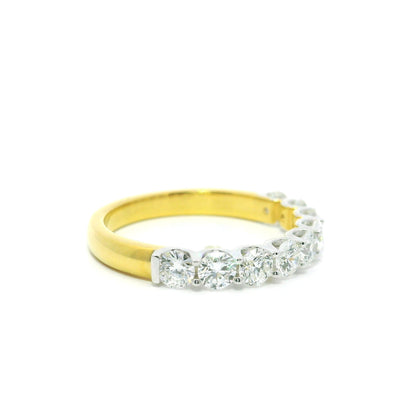 1ct Round Brilliant Lab Grown Diamond Ring 14K Yellow Gold Women, DEF VVS CVD Diamond Half Eternity Band