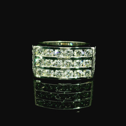 3CT Round Brilliant Cut Lab Grown CVD Diamond DEF VVS Men's Ring 14k White Gold