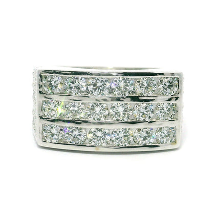 3CT Round Brilliant Cut Lab Grown CVD Diamond DEF VVS Men's Ring 14k White Gold