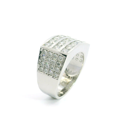 3CT Round Brilliant Cut Lab Grown CVD Diamond DEF VVS Men's Ring 14k White Gold