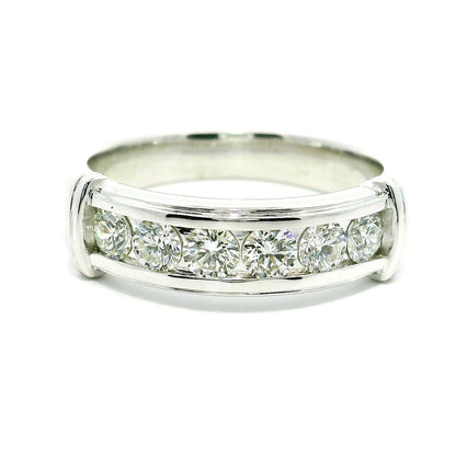 .85CT Round Brilliant Cut Lab Grown CVD Diamond DEF VVS Men's Ring 14k White Gold