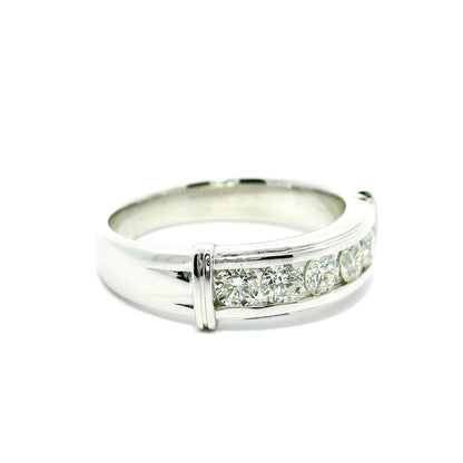 .85CT Round Brilliant Cut Lab Grown CVD Diamond DEF VVS Men's Ring 14k White Gold