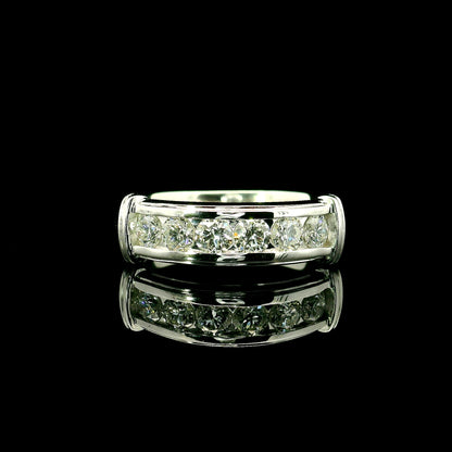.85CT Round Brilliant Cut Lab Grown CVD Diamond DEF VVS Men's Ring 14k White Gold