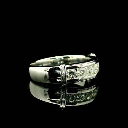 .85CT Round Brilliant Cut Lab Grown CVD Diamond DEF VVS Men's Ring 14k White Gold