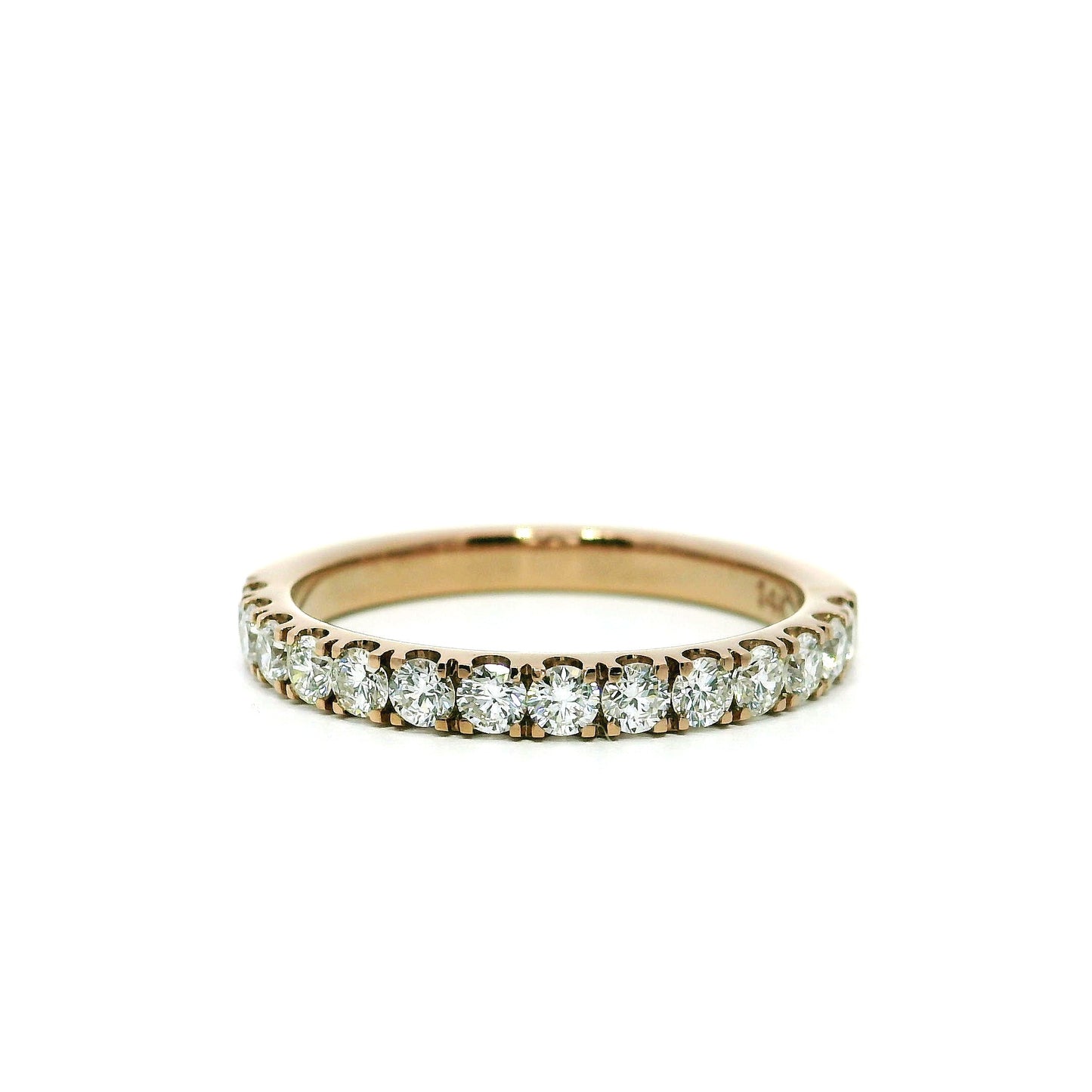 0.55ct Round Brilliant Lab Grown Diamond Ring 14K Rose Gold Women, DEF VVS CVD Diamond Half Eternity Band