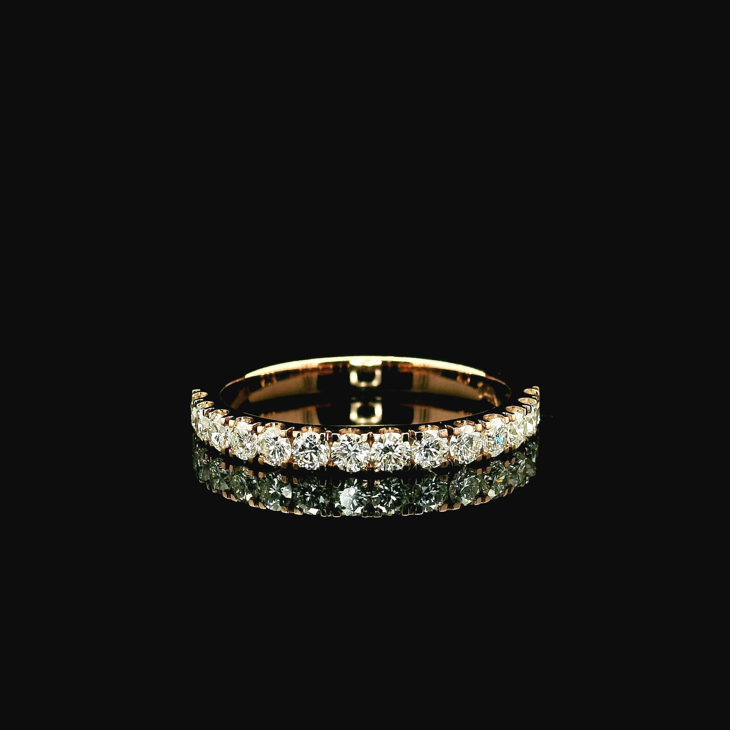 0.55ct Round Brilliant Lab Grown Diamond Ring 14K Rose Gold Women, DEF VVS CVD Diamond Half Eternity Band