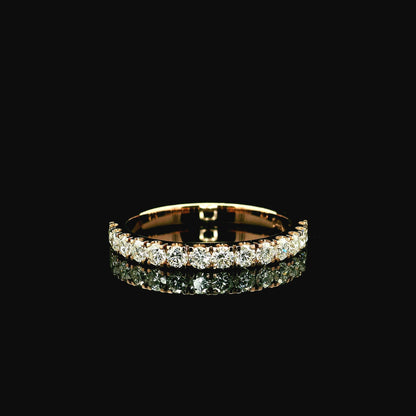 0.55ct Round Brilliant Lab Grown Diamond Ring 14K Rose Gold Women, DEF VVS CVD Diamond Half Eternity Band
