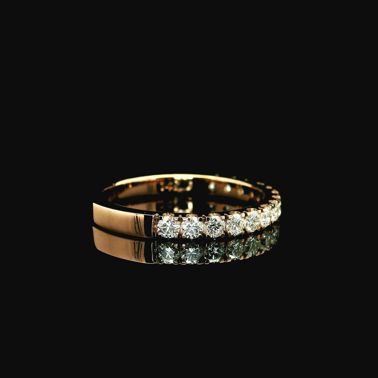 0.55ct Round Brilliant Lab Grown Diamond Ring 14K Rose Gold Women, DEF VVS CVD Diamond Half Eternity Band