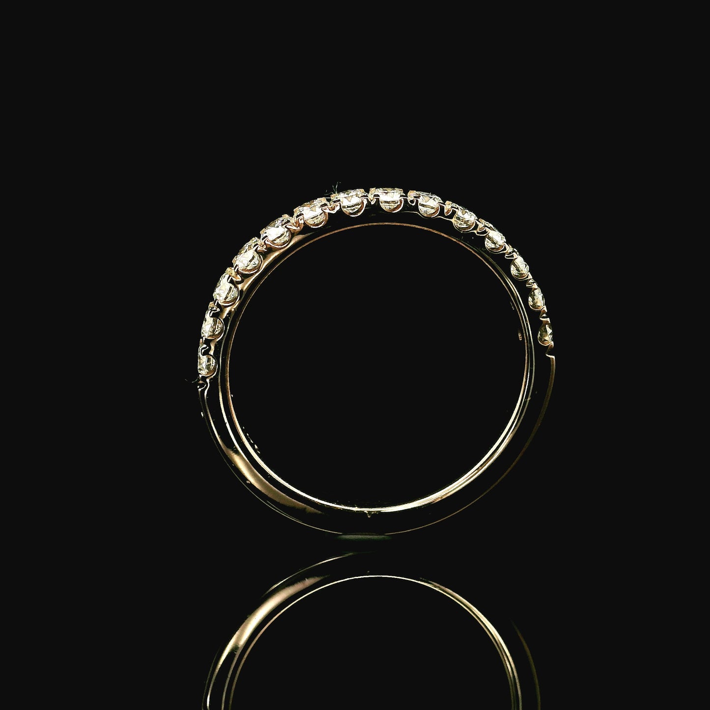 0.55ct Round Brilliant Lab Grown Diamond Ring 14K Rose Gold Women, DEF VVS CVD Diamond Half Eternity Band