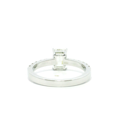 1.5CT Emerald Cut Lab Grown CVD Diamond EF VVS2 IGI Certified Women Ring 18k White Gold