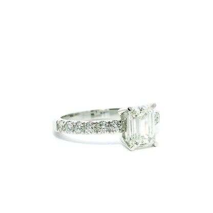 1.5CT Emerald Cut Lab Grown CVD Diamond EF VVS2 IGI Certified Women Ring 18k White Gold