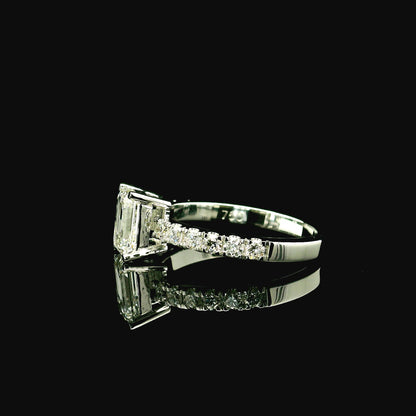 1.5CT Emerald Cut Lab Grown CVD Diamond EF VVS2 IGI Certified Women Ring 18k White Gold