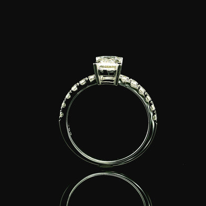 1.5CT Emerald Cut Lab Grown CVD Diamond EF VVS2 IGI Certified Women Ring 18k White Gold