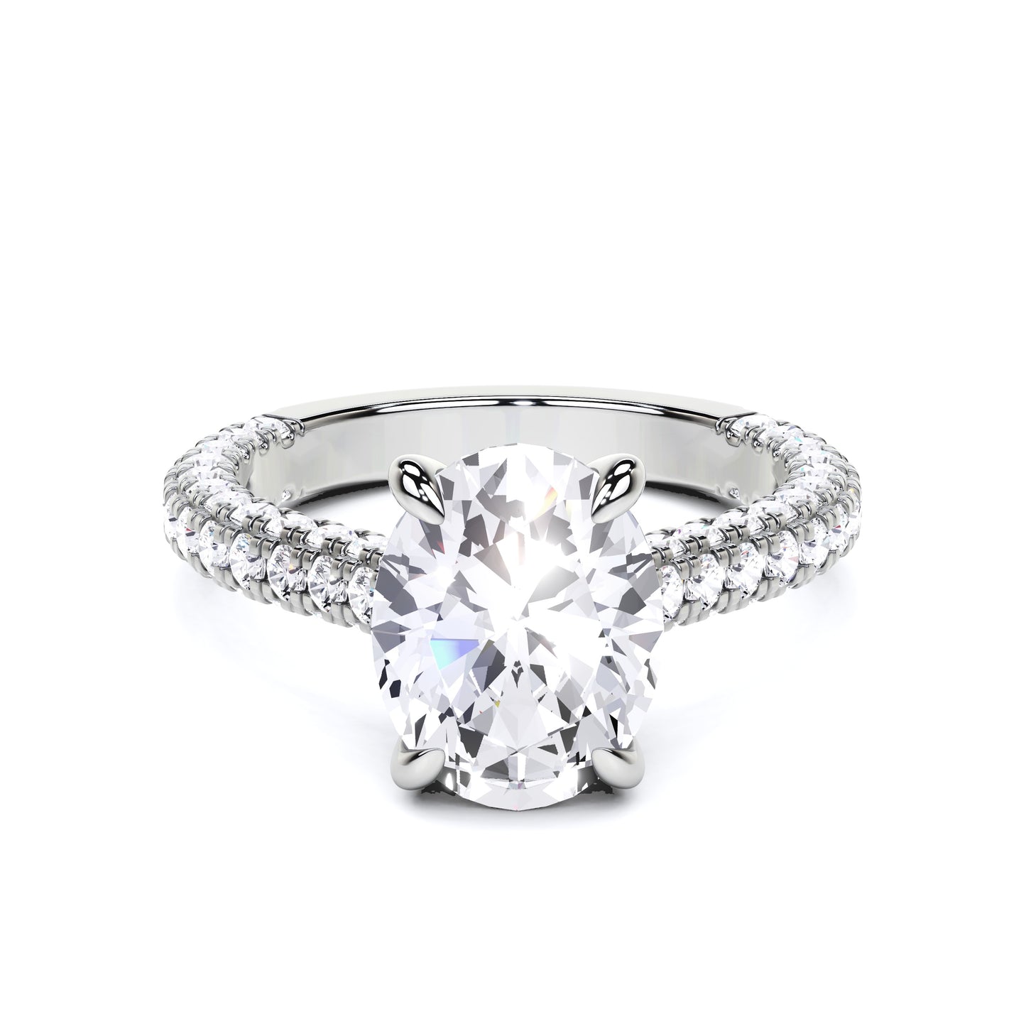 3.8CT Oval Cut Lab Grown CVD Diamond EF VS1 IGI Certified Women Ring 14k White Gold