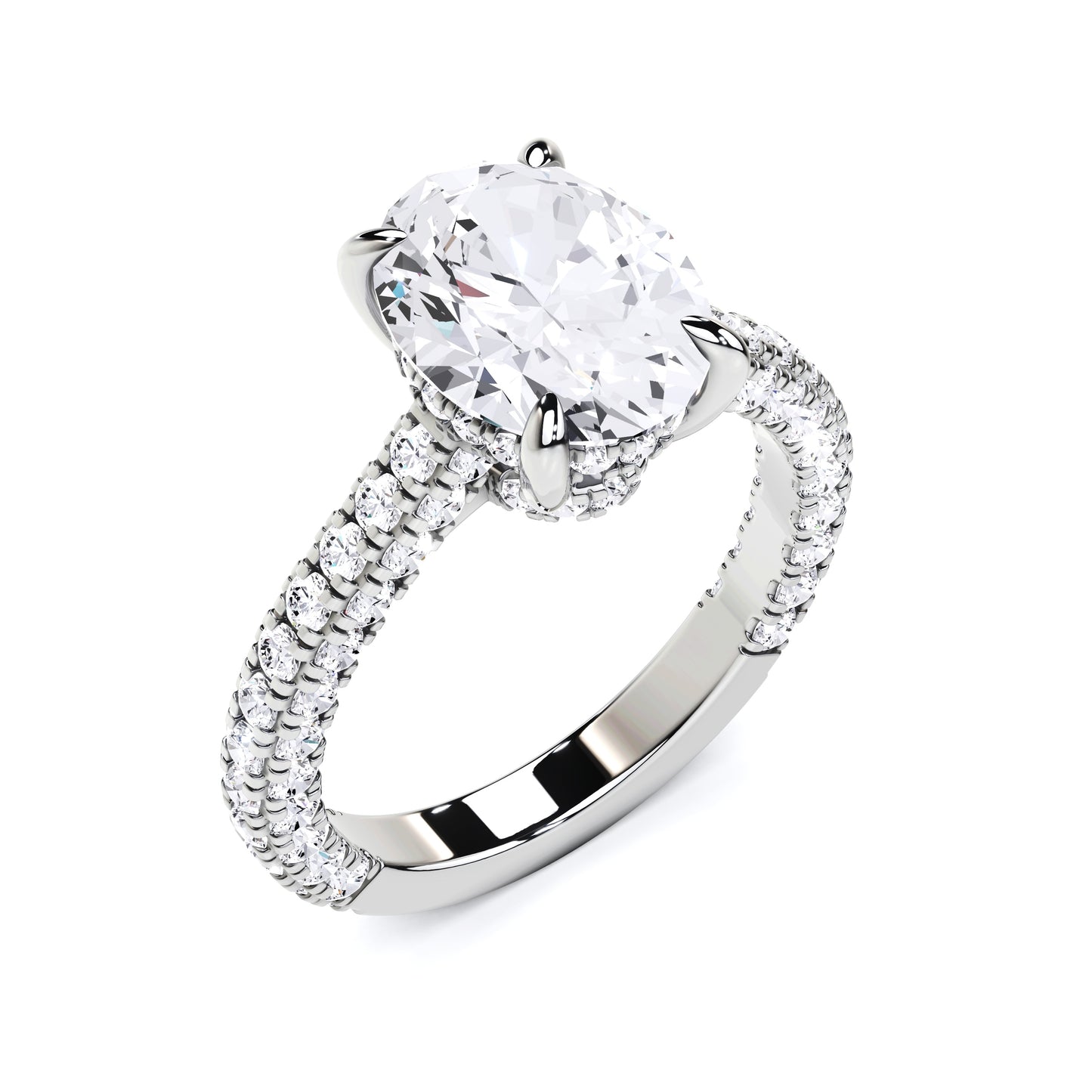 3.8CT Oval Cut Lab Grown CVD Diamond EF VS1 IGI Certified Women Ring 14k White Gold