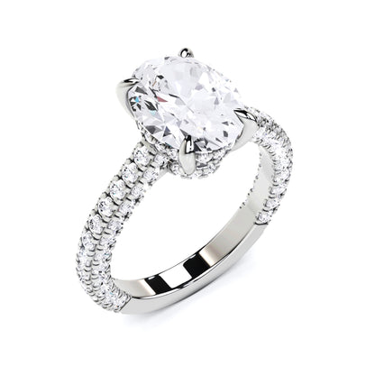 3.8CT Oval Cut Lab Grown CVD Diamond EF VS1 IGI Certified Women Ring 14k White Gold