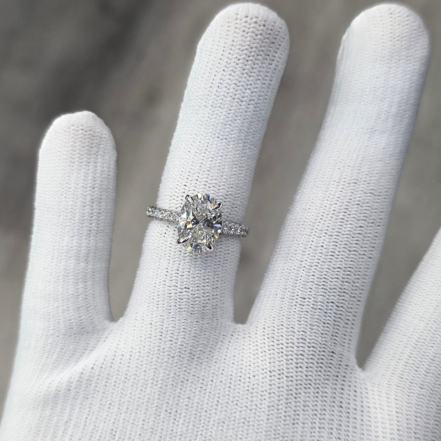 3.8CT Oval Cut Lab Grown CVD Diamond EF VS1 IGI Certified Women Ring 14k White Gold