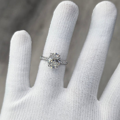 3.8CT Oval Cut Lab Grown CVD Diamond EF VS1 IGI Certified Women Ring 14k White Gold
