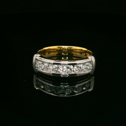 .85CT Round Brilliant Cut Lab Grown CVD Diamond DEF VVS Men's Ring 18k Yellow Gold