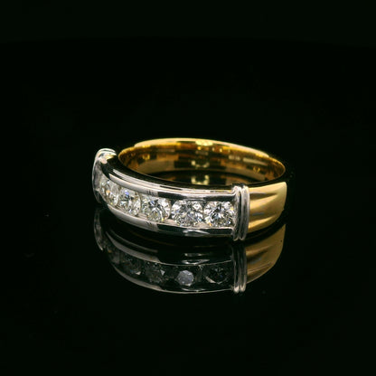 .85CT Round Brilliant Cut Lab Grown CVD Diamond DEF VVS Men's Ring 18k Yellow Gold