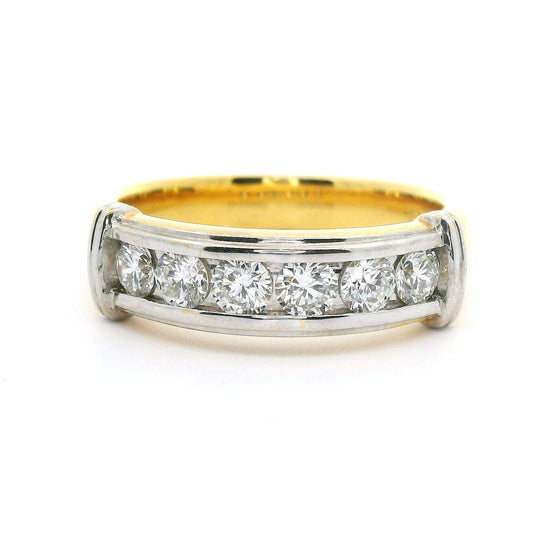 .85CT Round Brilliant Cut Lab Grown CVD Diamond DEF VVS Men's Ring 18k Yellow Gold