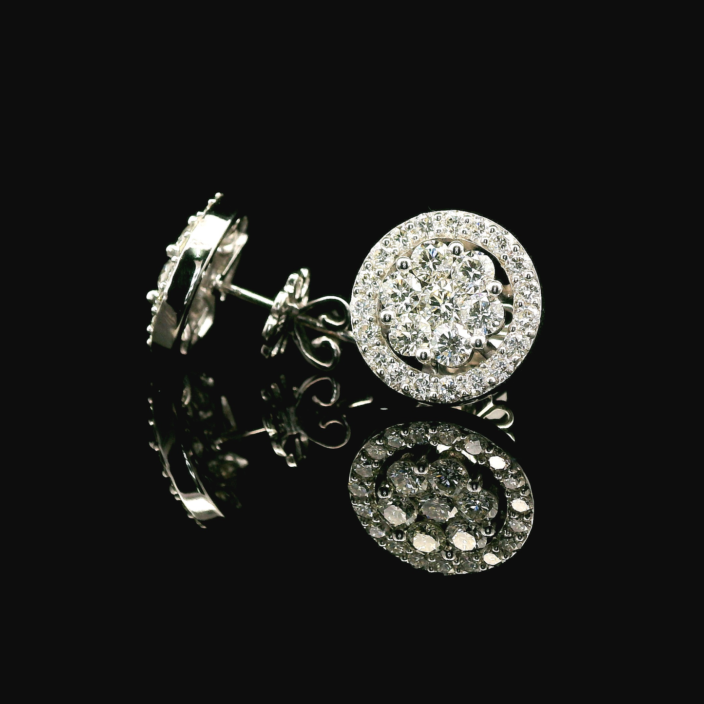 2.10ctw Lab Grown Diamond Earring 14K White Gold Women, DEF VVS CVD Diamond Stud