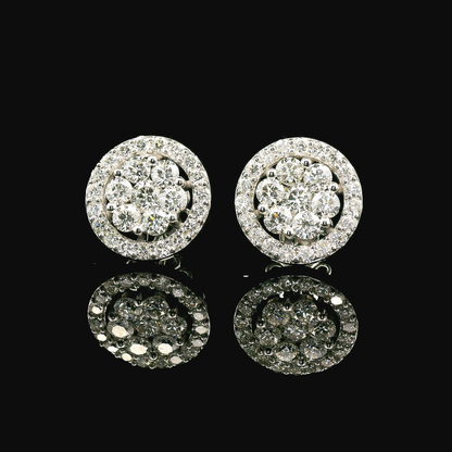 2.10ctw Lab Grown Diamond Earring 14K White Gold Women, DEF VVS CVD Diamond Stud