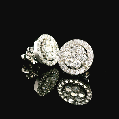 2.10ctw Lab Grown Diamond Earring 14K White Gold Women, DEF VVS CVD Diamond Stud